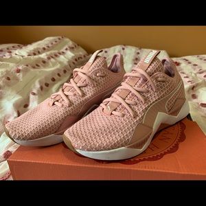 Puma pink running shoes
